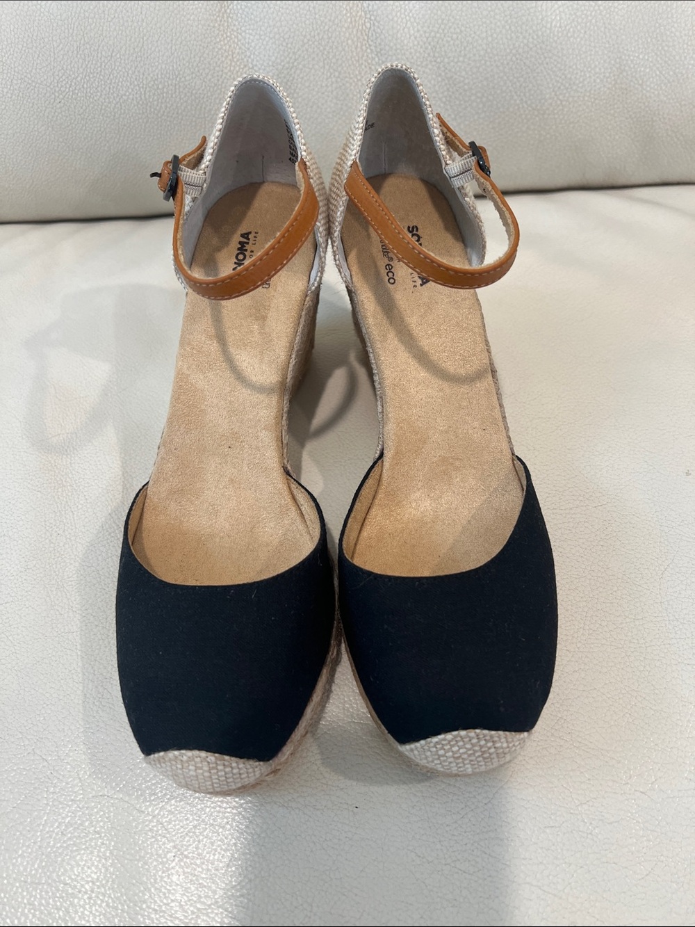 Sonoma Black and Tan Espadrille Wedge Sandals - Picture 2 of 8